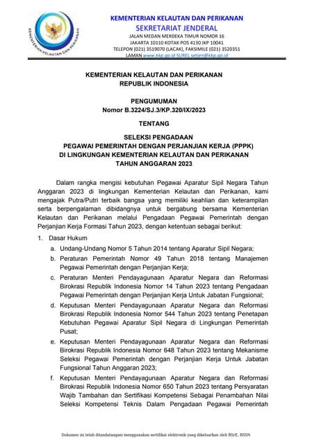 pengumuman pppk 2023 kkp